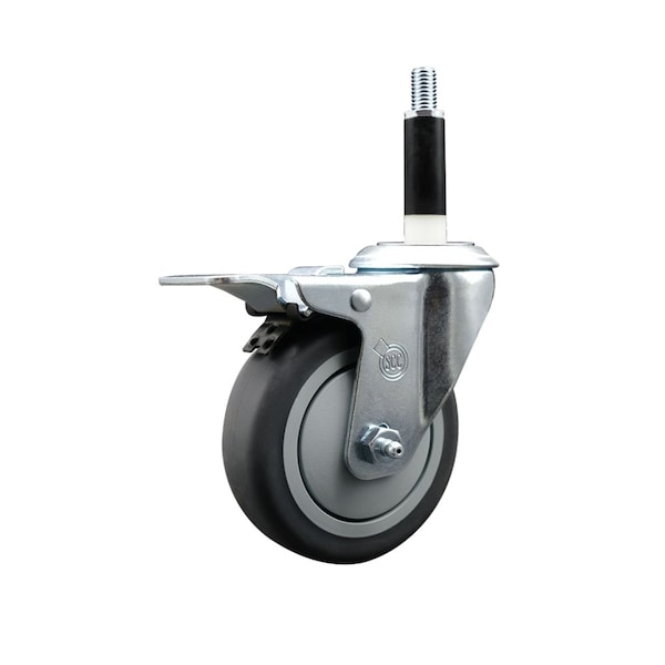 4'' Thermoplastic Rubber Swivel 7/8'' Expanding Stem Caster Total Lock Brake